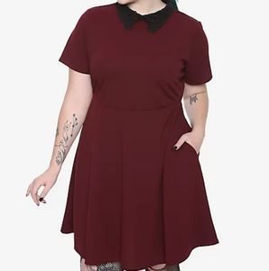 NWT Hottopic Burgundy Skater Dress